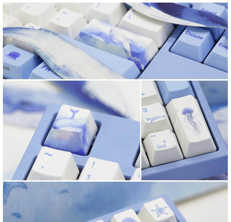 Varmilo  Ergonomic Design,Cool Exterior  68 Keys Type-C Cable Detachable Cherry  Red,  4.0Bluetooth and USB Wired Dual-mode Mechanical Keyboard,PBT Keycaps - CMYK Verison( Bluetooth Adapter Included)