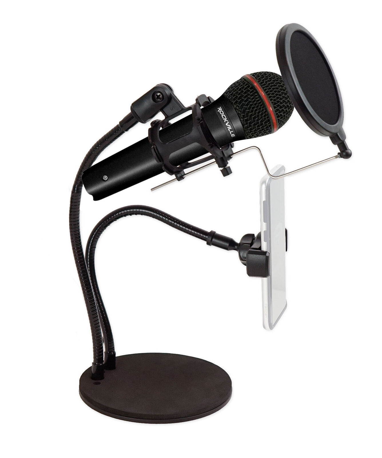 Technical Pro Broadcast Podcast Podcasting Desk Stand w/ Microphone+Phone Holder
