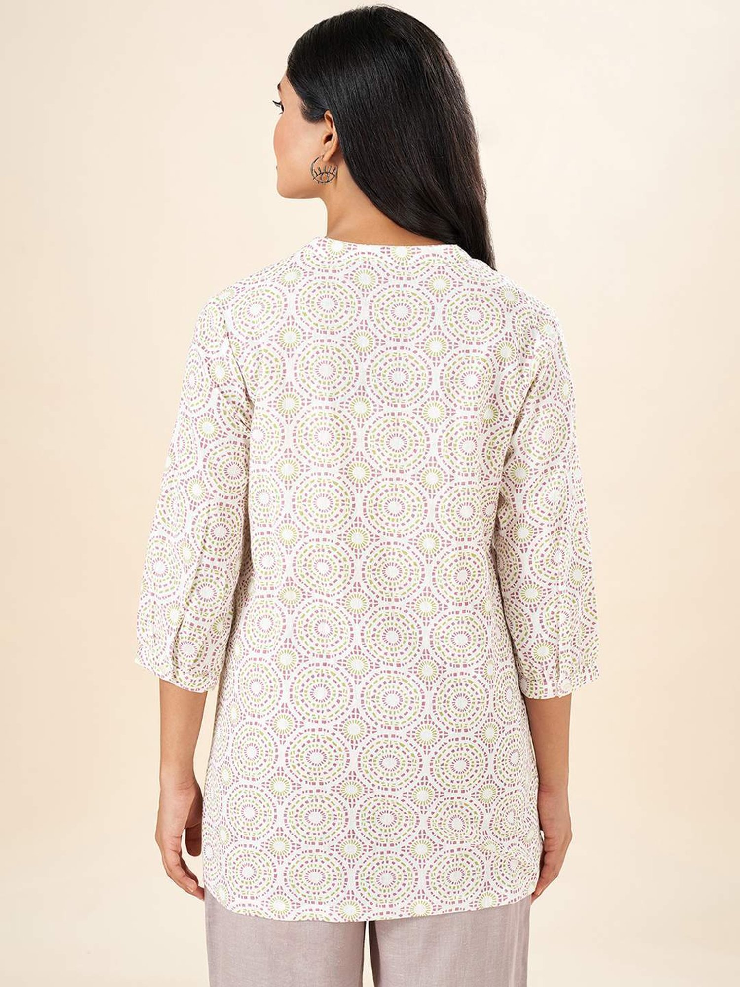 Akkriti by Pantaloons White Cotton Printed Tunic