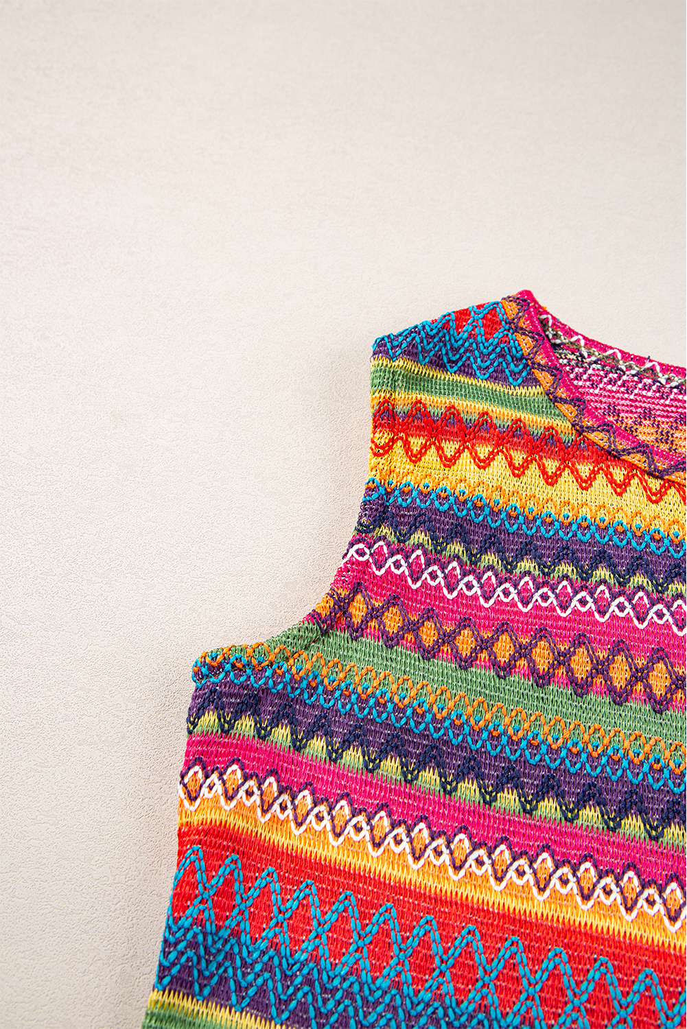 Pink Casual Solid Color Crew Neck Tank Top