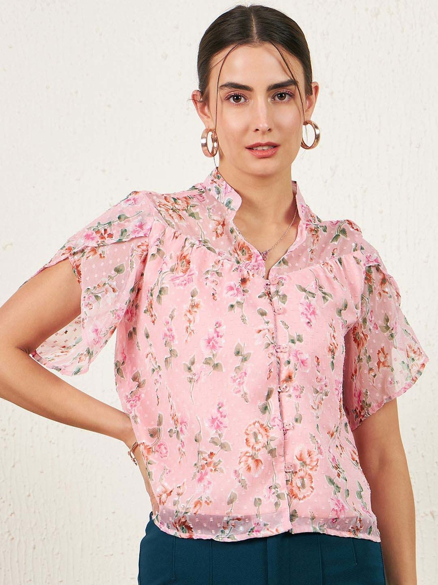 Marie Claire Pink Printed Top