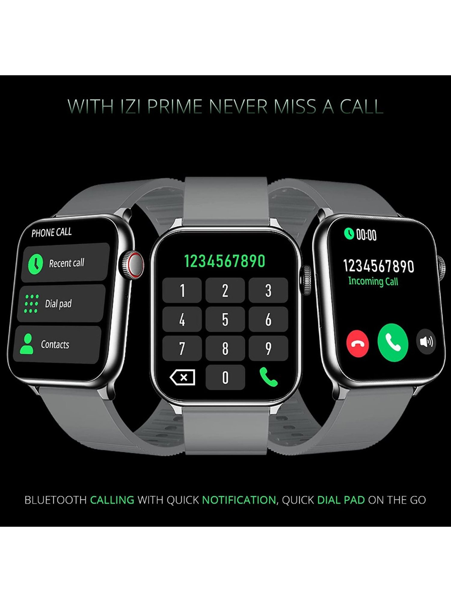 IZI Prime 1.78 inch 650 NITS Retina Amoled BT Calling Smartwatch (Midnight Grey)