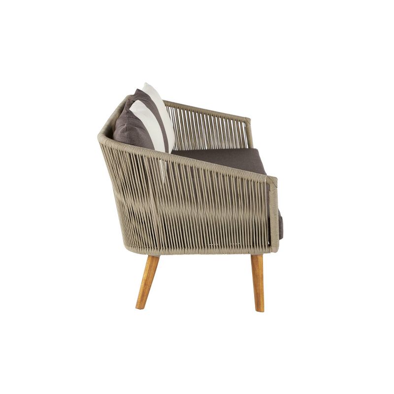 Modern Outdoor Couch with Wood Legs - Gray - Olivia & May