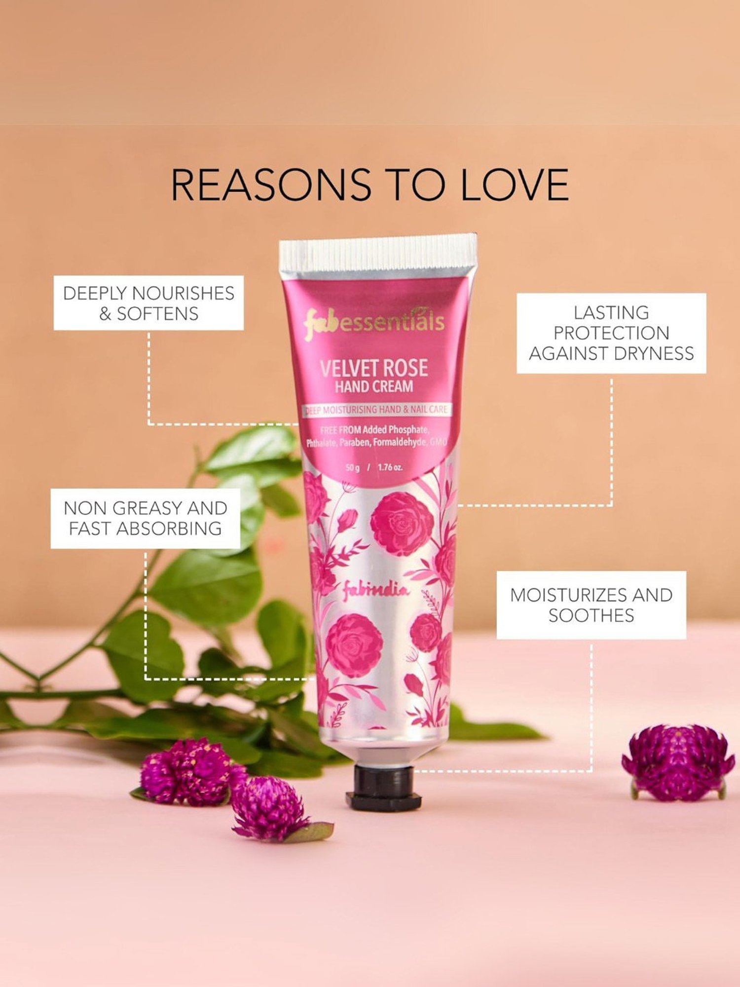 Fabessentials Velvet Rose Hand Cream - 50 gm