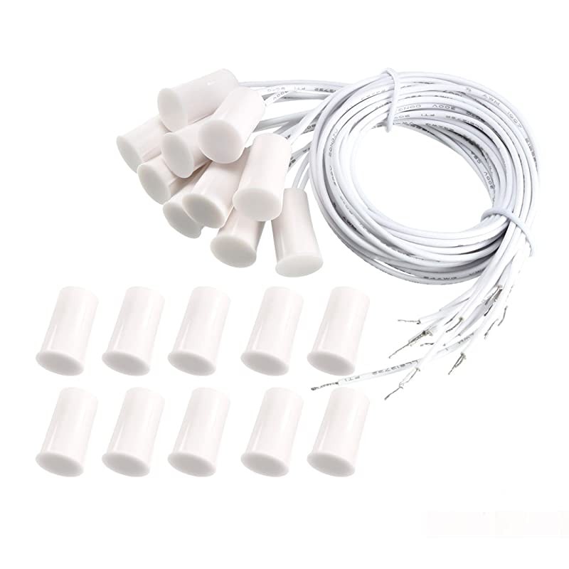 10pcs RC33 NC Recessed Wired Window Door Contact Sensor Alarm Magnetic Reed Switch White