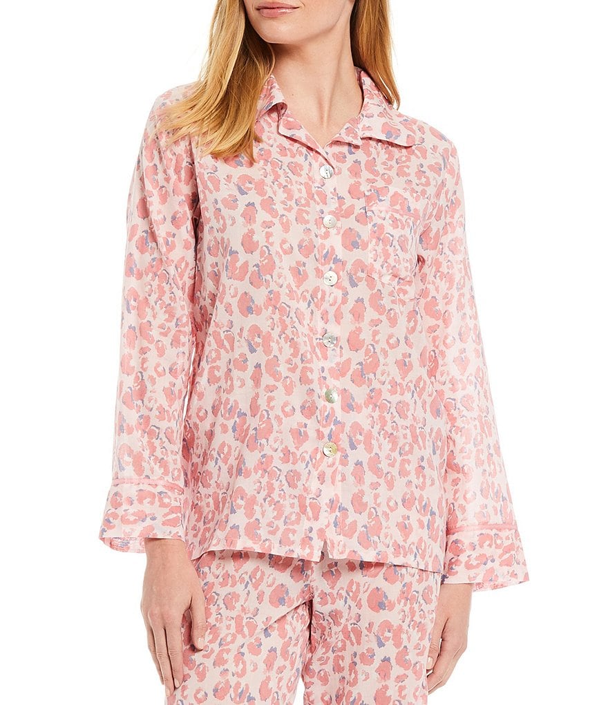 Papinelle Cheetah Print Long Sleeve Lightweight Voile Coordinating Pajama Set