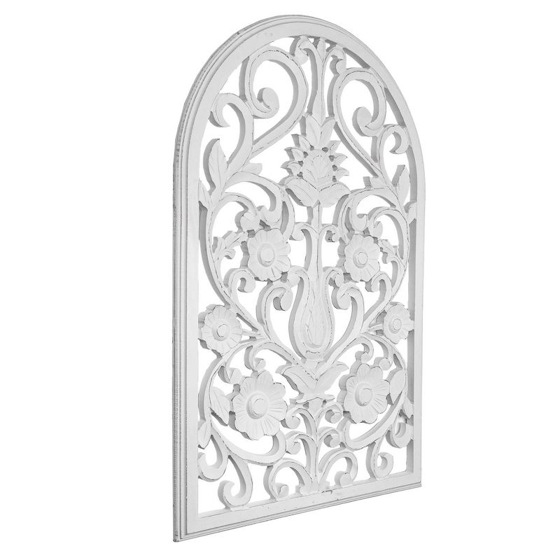 Wood Arched Windowpane Wall Panel White - Crystal Art Gallery