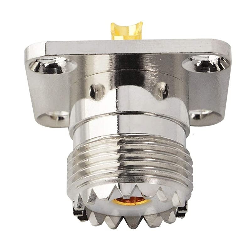 UHF Female SO239 4Hole Panel Chassis Mount Flange Panel Mount Adapter Solder Cup RF Coaxial Coax Connector Adapter for PL259 Male Plug Pack of 2