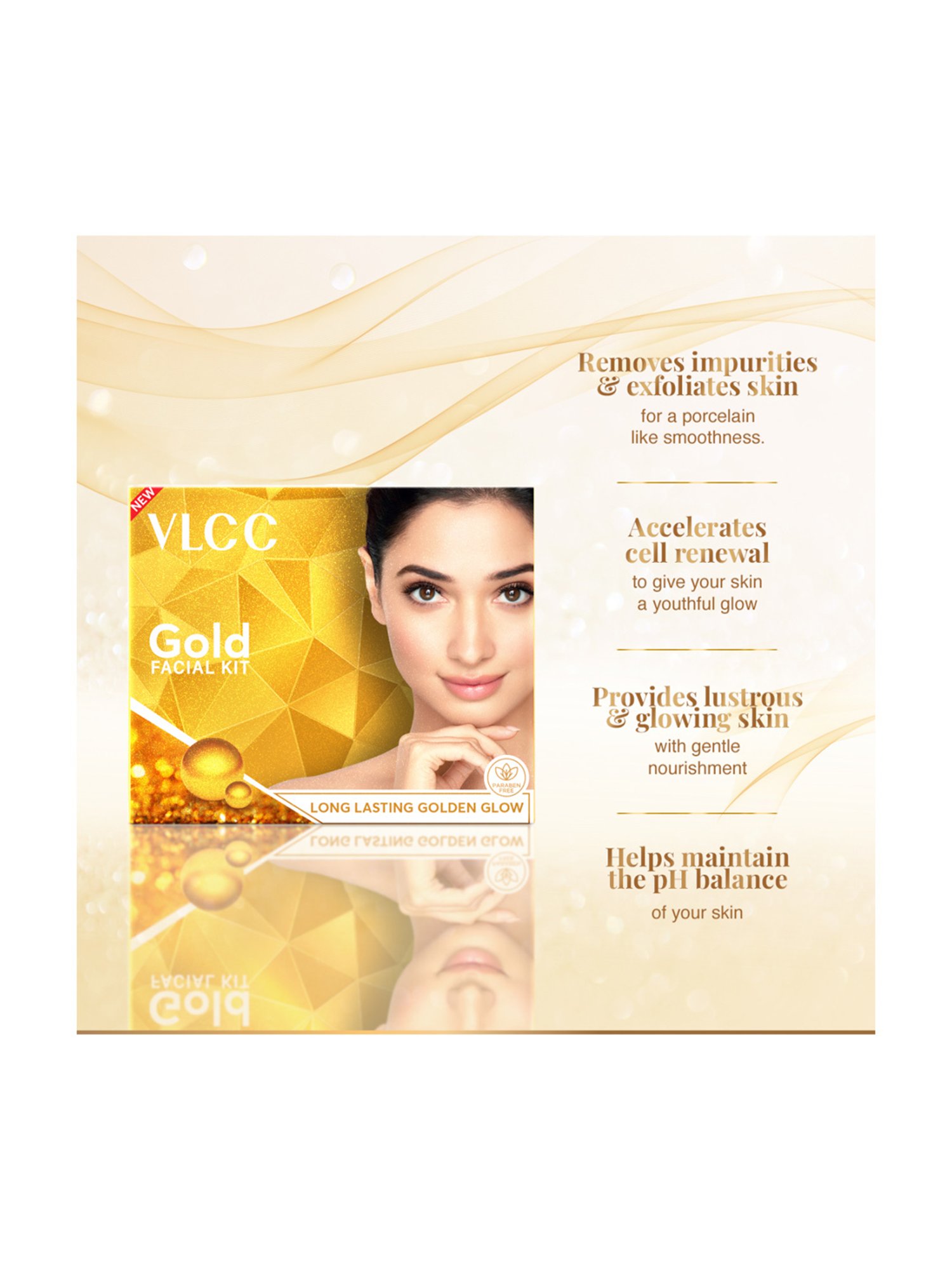 VLCC Diamond Facial Kit with Papaya Fruit Facial Kit & Gold Facial Kit Combo