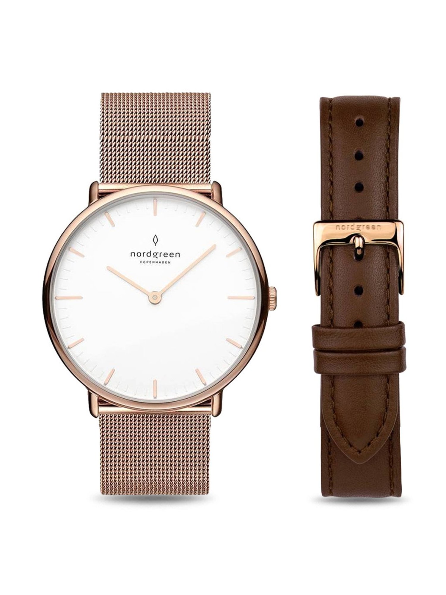 Nordgreen NR32RGXXMEROLEBR Native-Bundle Unisex Analog Watch with Strap Set Combo