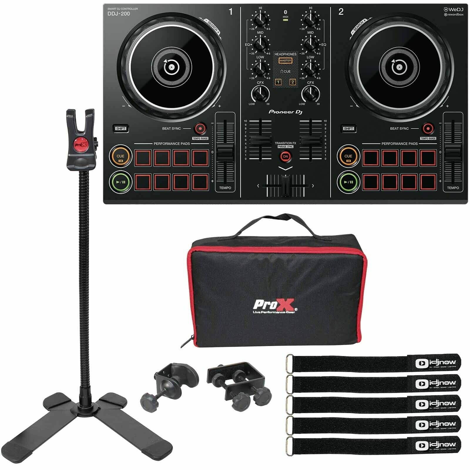 Pioneer DDJ-200 2-Deck Portable Smartphone Starter DJ Controller, Karaoke Holder