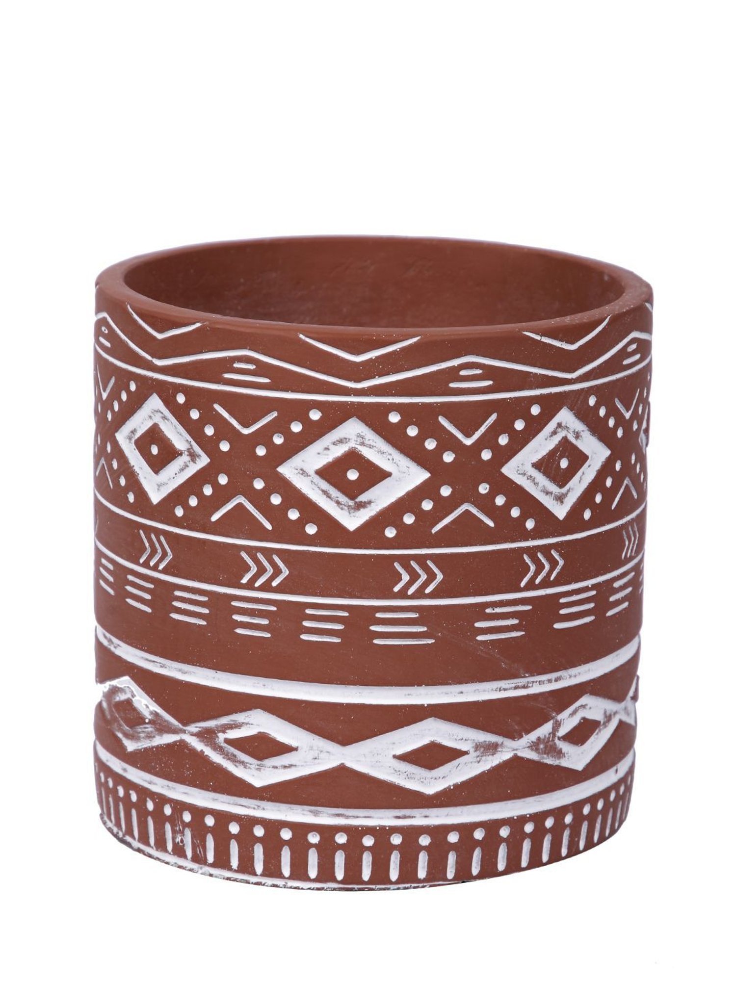 Tayhaa Rust Ceramic Engraved Pattern Planter