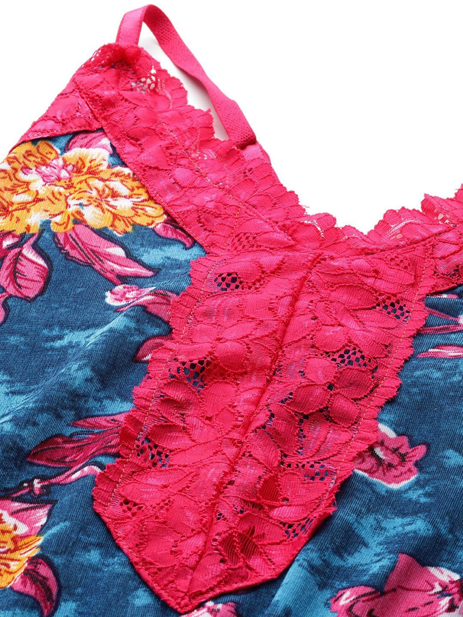 Ms.Lingies Blue Printed Nightwear With Robe