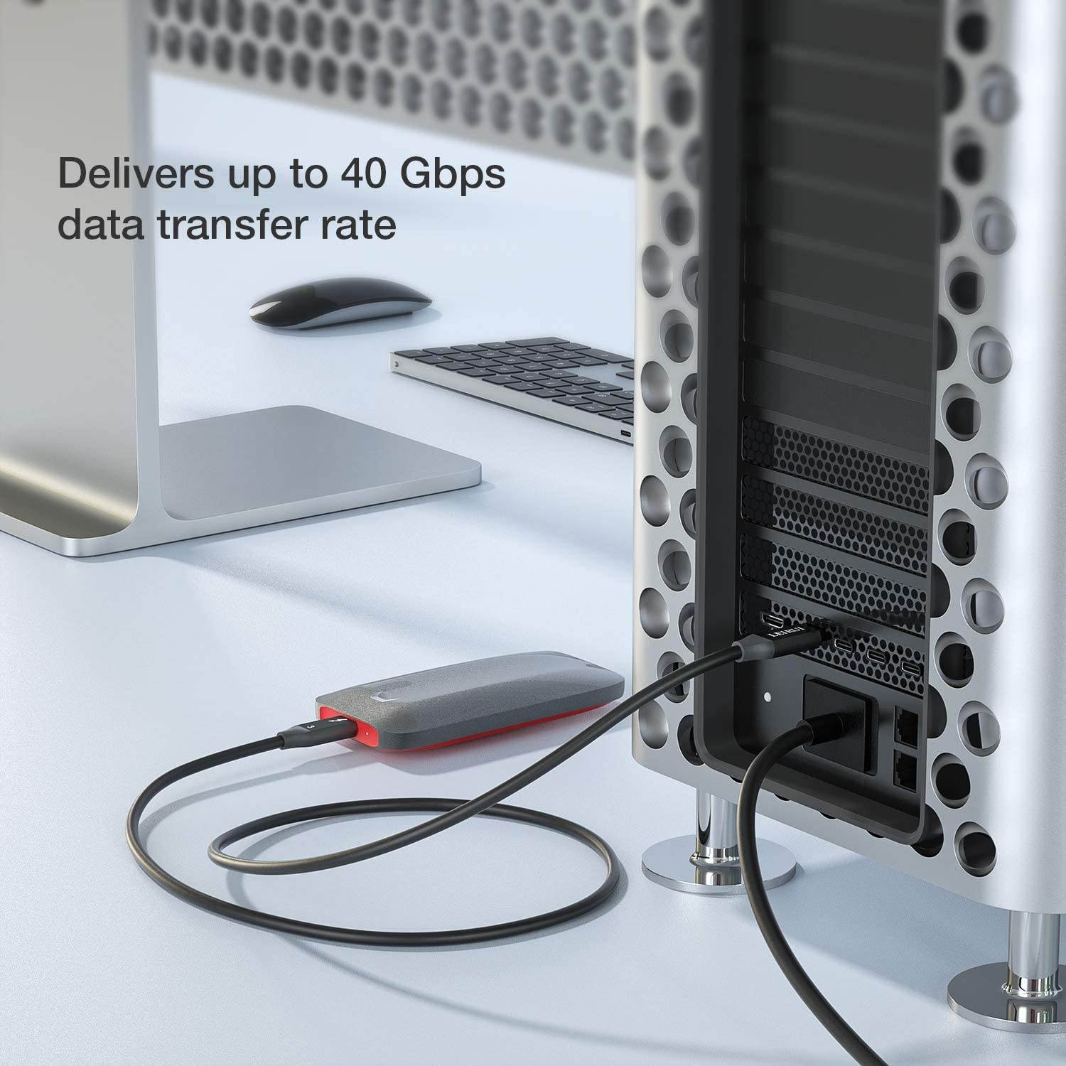 FVH Thunderbolt 2 Port Male to Male Video Data Cable for MacBook & SSD & Displays TB-004-WH