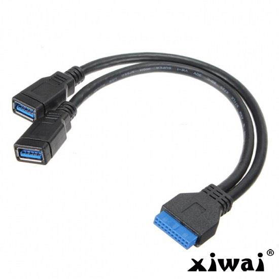 Xiwai 2 ports USB 3.0 Female to Motherboard 20pin Header cable for front panel 20cm