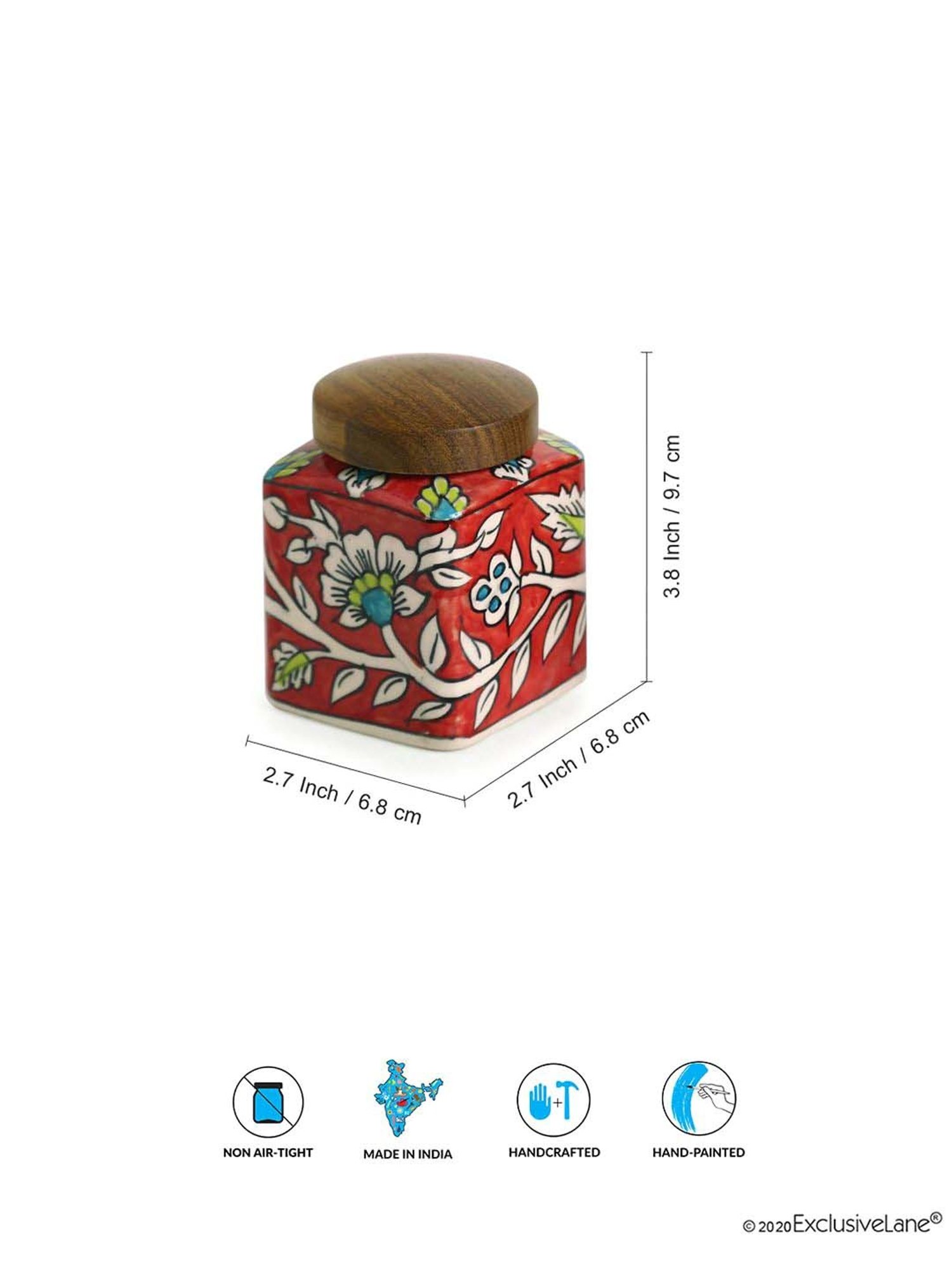 ExclusiveLane Mughal-e-Zahra Red & Brown Ceramic Storage Jar With Lid - Set of 4