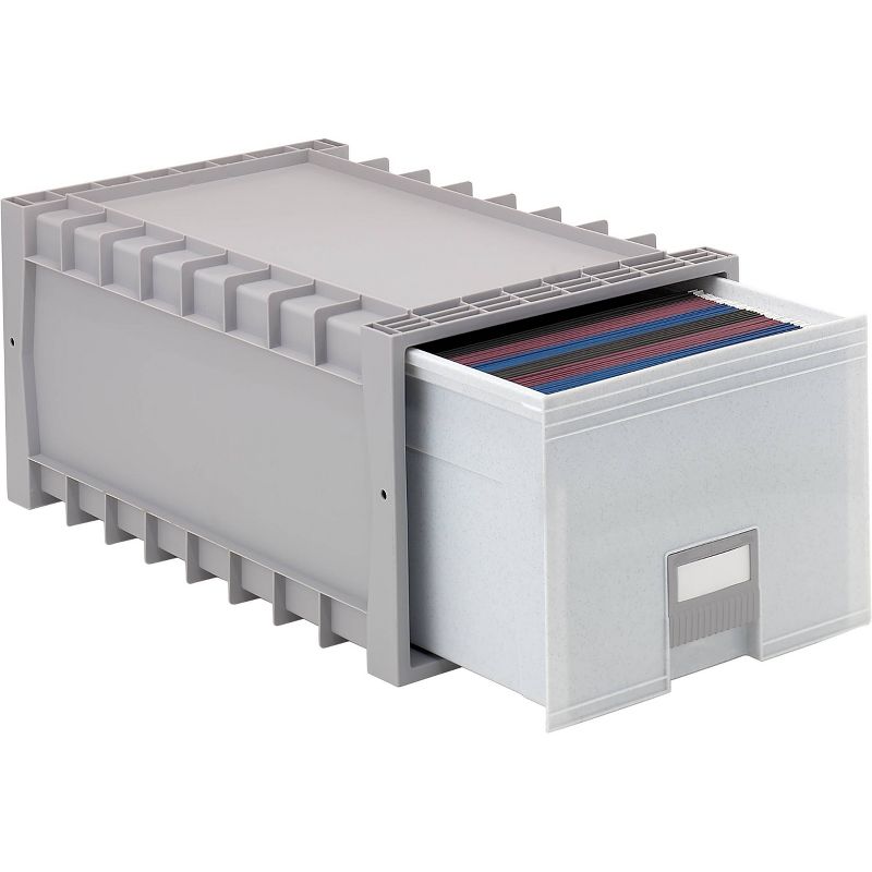 Storex 24" Stackable Plastic Archive Storage Drawer - Gray