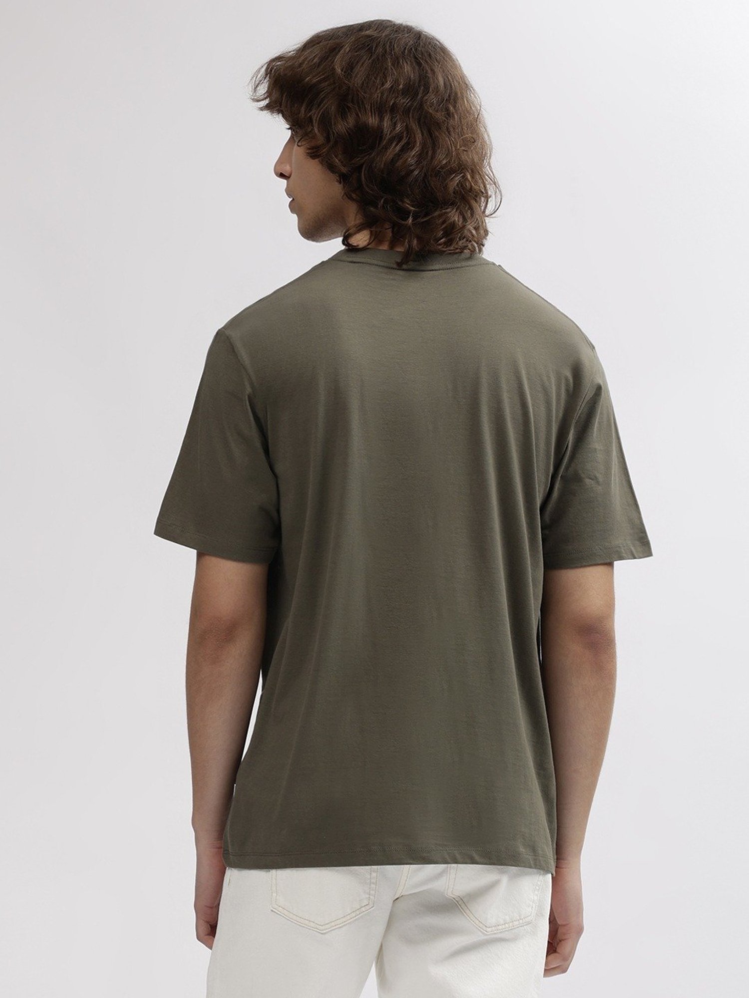 Lindbergh Green Cotton Oversize Fit Printed T-Shirt