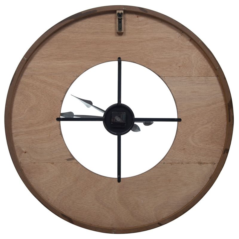 33" Rustic Reclaimed Wood and Metal Wall Clock Natural - Gallery Solutions