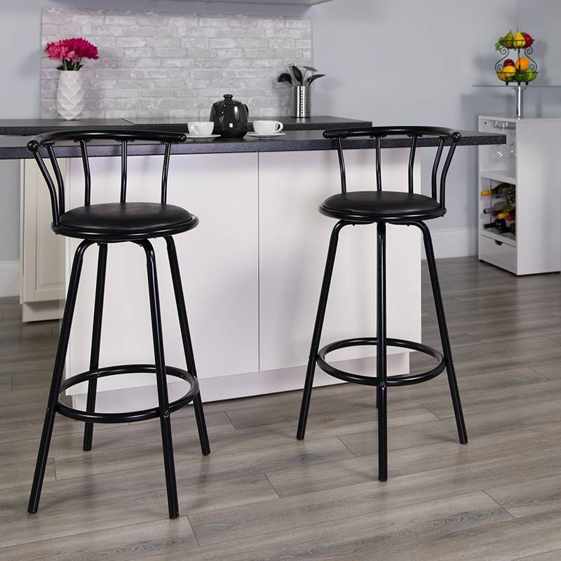 Metal Crown Back Barstool Black - Riverstone Furniture Collection