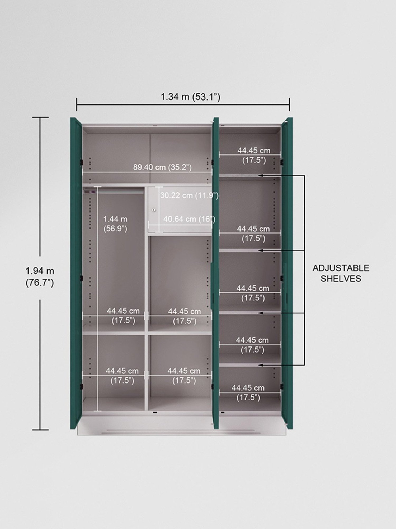 Godrej Interio Slimline 3-Door Steel Almirah, Tex Sea Pine (1-Year Warranty, 1 Locker)
