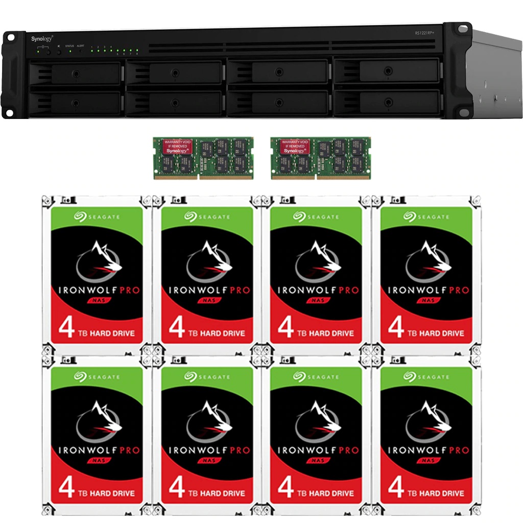 Synology RS1221RP+ RackStation with 16GB RAM and 96TB (8 x 12TB) of Seagate Ironwolf PRO NAS Drives Fully Assembled and Tested By CustomTechSales