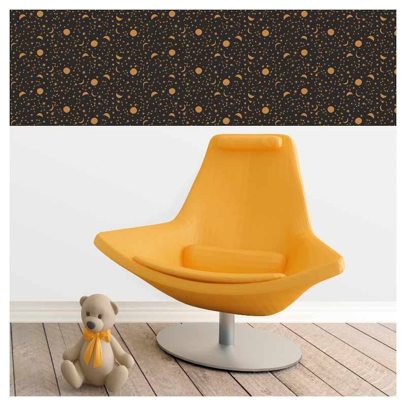 Tempaper Kids' Celestial Self-Adhesive Removable Borders Wallpaper Black/Gold