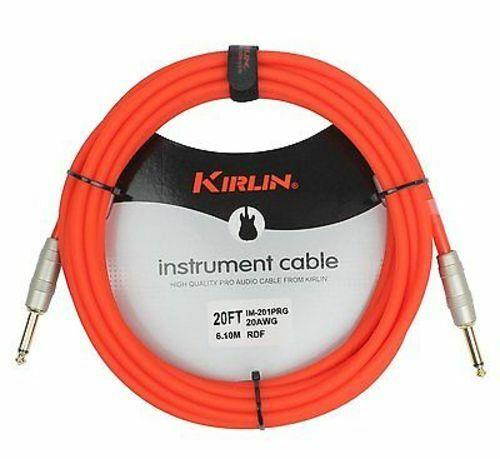 20ft Kirlin 1/4" Mono M/M Ultra Flex Guitar/Bass Amp Pro Audio Cable, Red