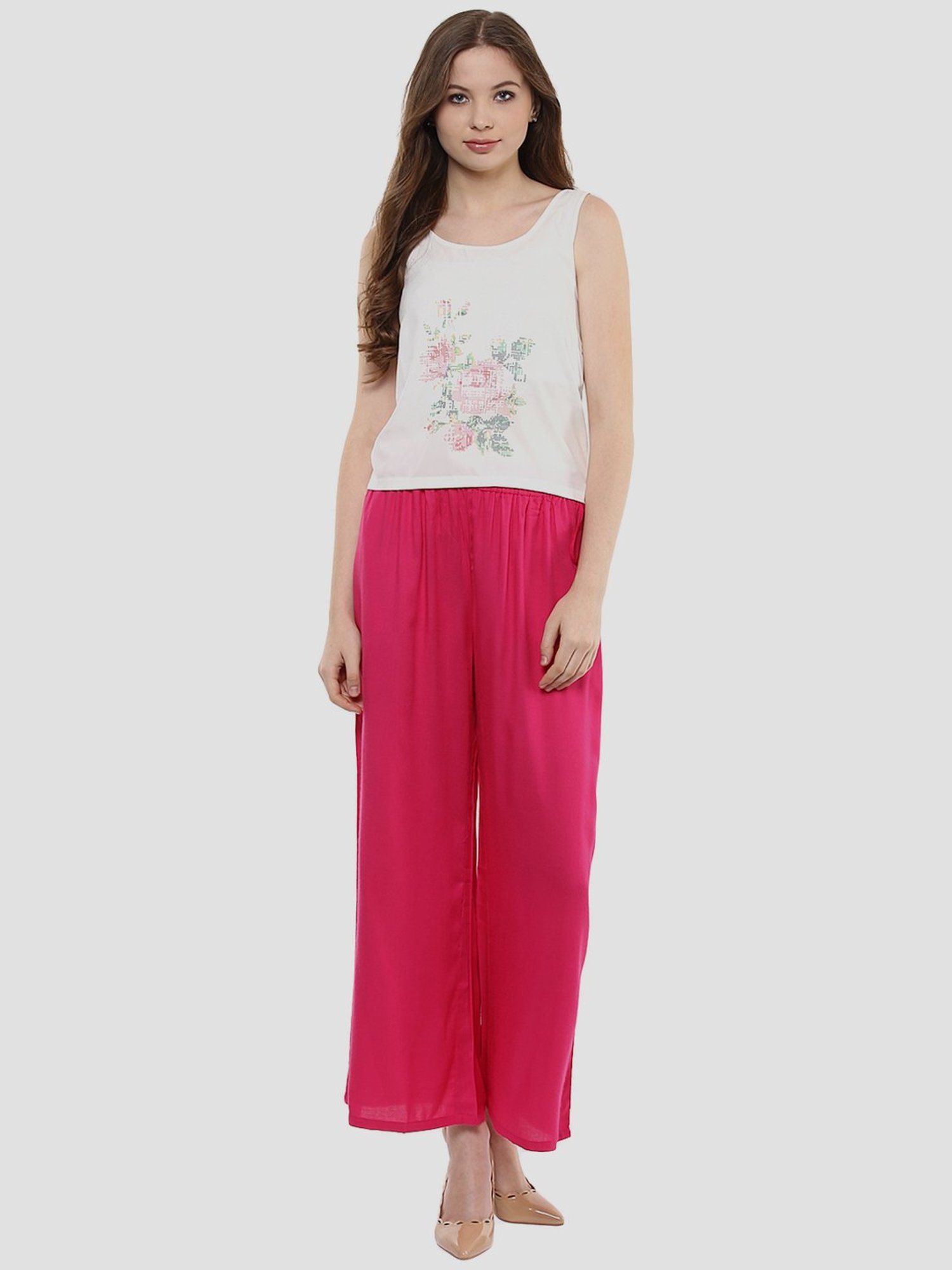 Sringam Pink Regular Fit Palazzos