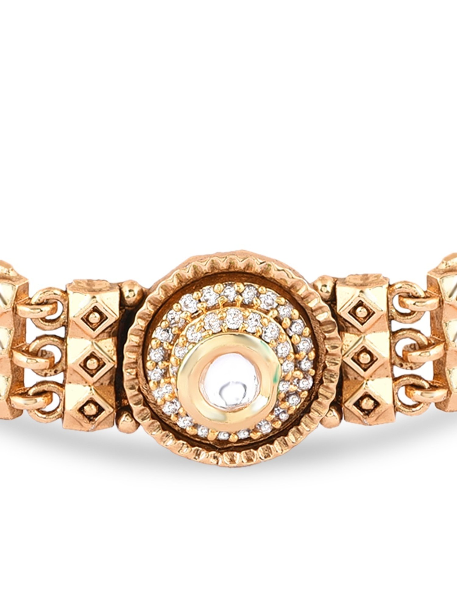 Zaveri Pearls Gold Tone Ethnic Kundan & Diamonds Embellished Bracelet-ZPFK16239
