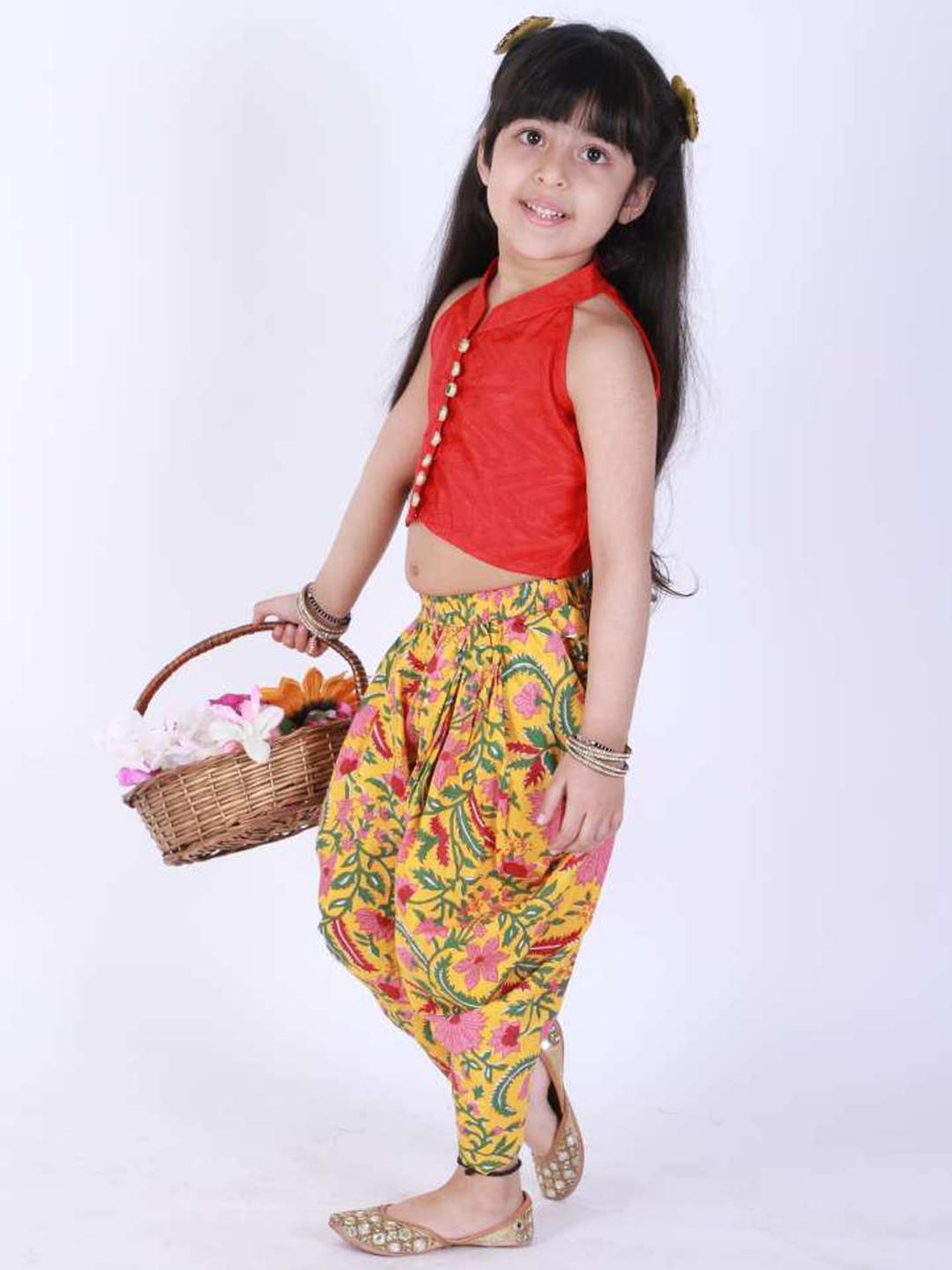 TWISHA Kids Red & Yellow Printed Top Set