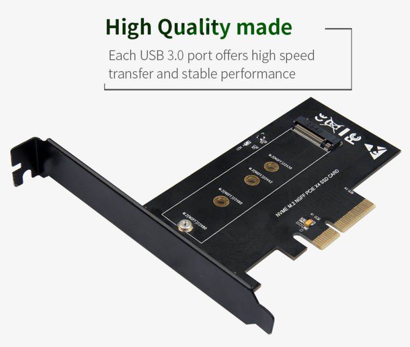 M.2 PCIe SSD Adapter x4 PCIe 3.0 NVMe M-Key PCIe Based M.2 SSD M.2 SSD to PCIe x4 for Samsung 970 EVO, PM961, 960 EVO, SM961, PM951, sm951, INTEL 600P, liteon T10 SSD NVME pcie gen 3.0 Adapter
