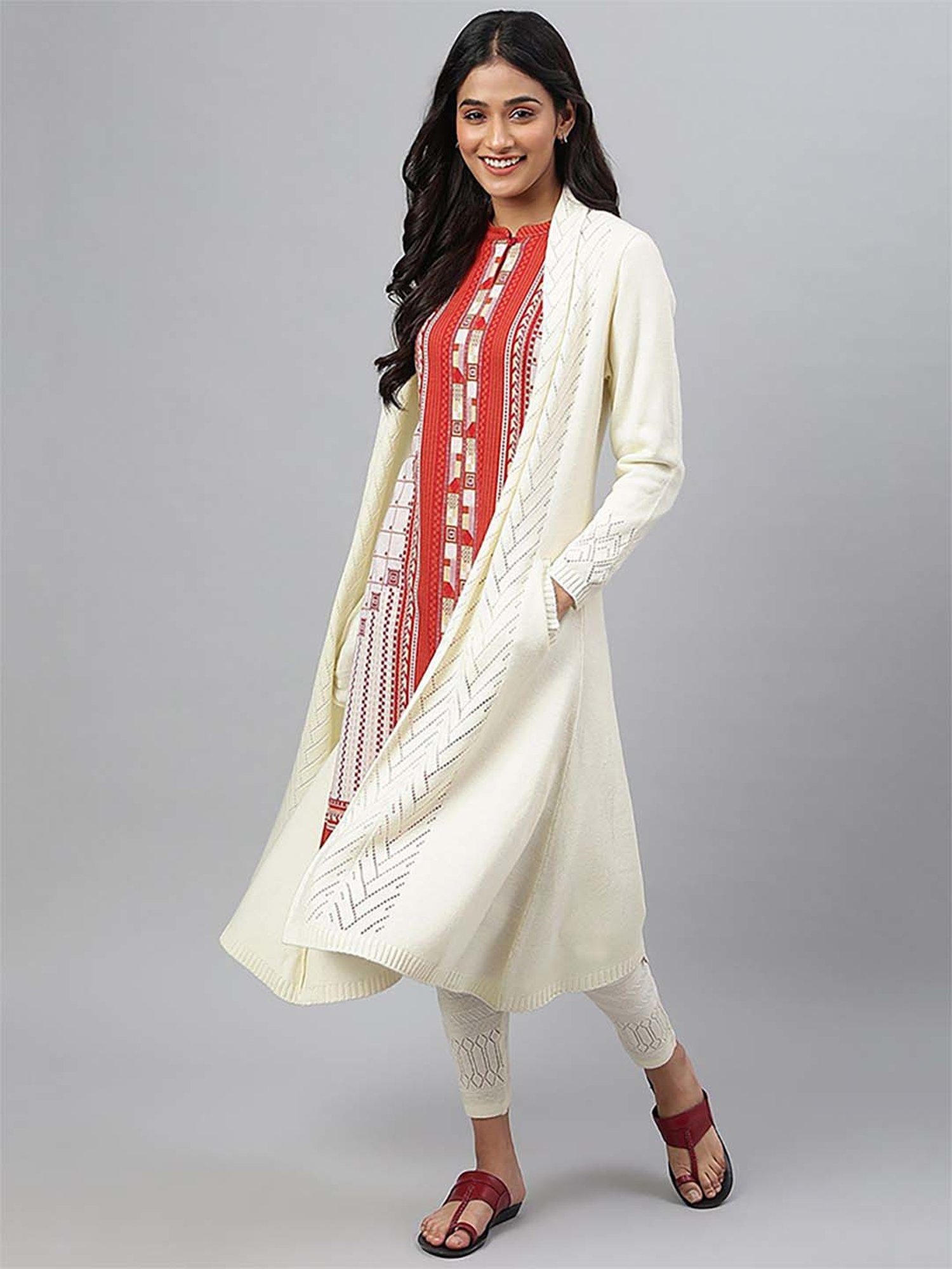 Aurelia White Regular Fit Cardigan