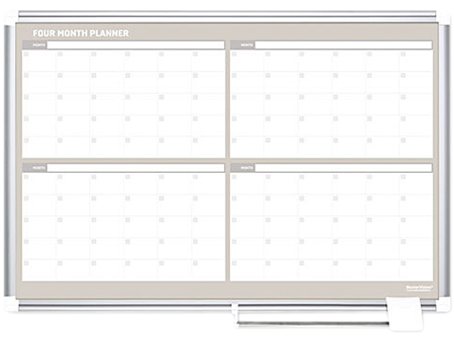 Bi-Silque GA03105830 MasterVision 4 Month Planner, 36x24, Aluminum Frame