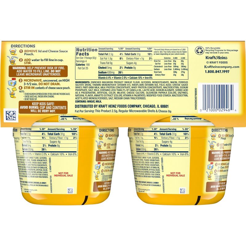 Velveeta 2% Milk Shells & Cheese Cups 2.19oz 4 pk