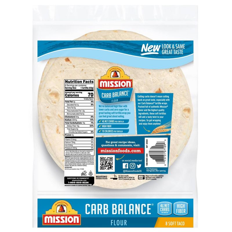Mission Carb Balance Taco Size Soft flour Tortillas - 12oz/8ct