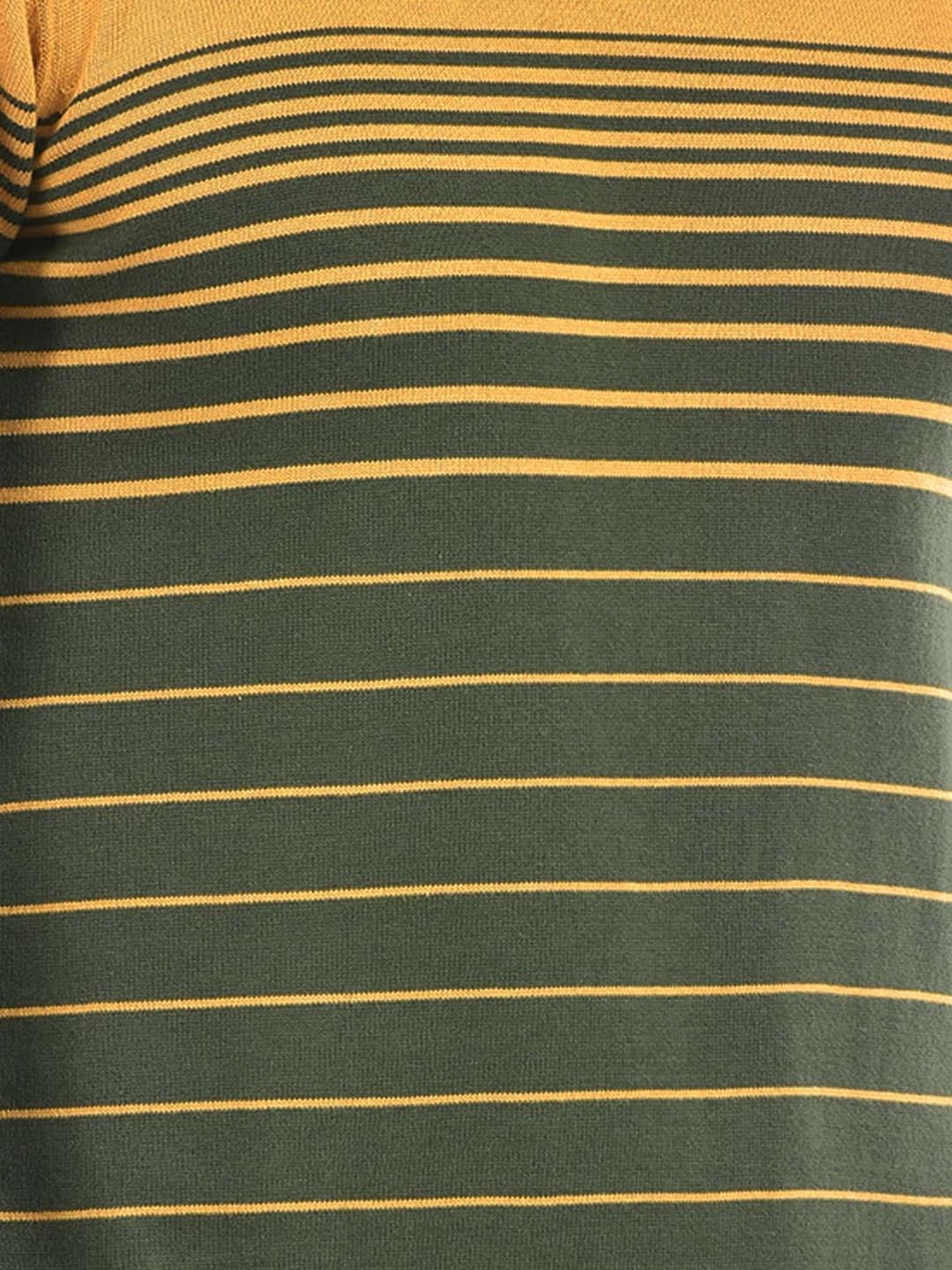 Integriti Mustard & Olive Regular Fit Striped Cotton Sweater
