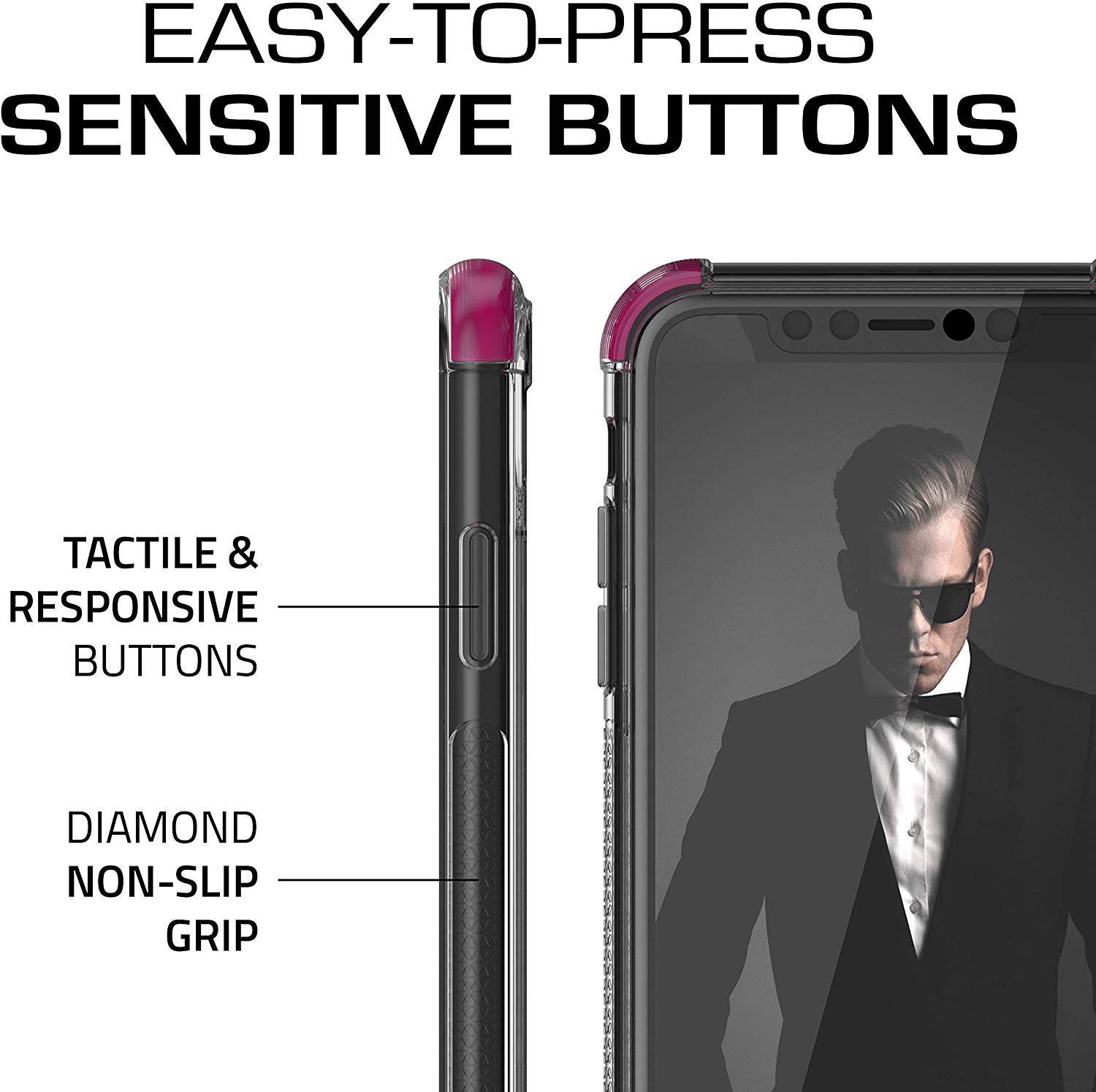 Moshi Vitros Clear Case for iPhone 11 - For Apple iPhone 11 Smartphone - Clear, Raven Black - High Gloss