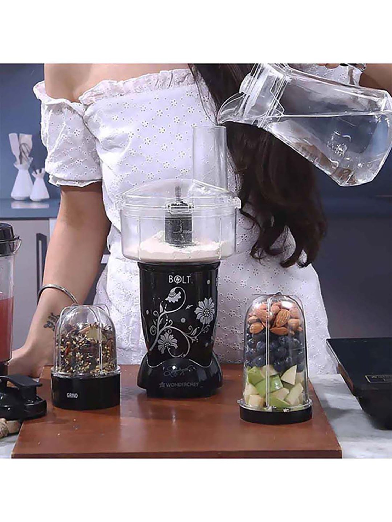 Wonderchef Nutri-Blend Bolt 600W Mixers Blender Food Processor with 4 Jars (Black)