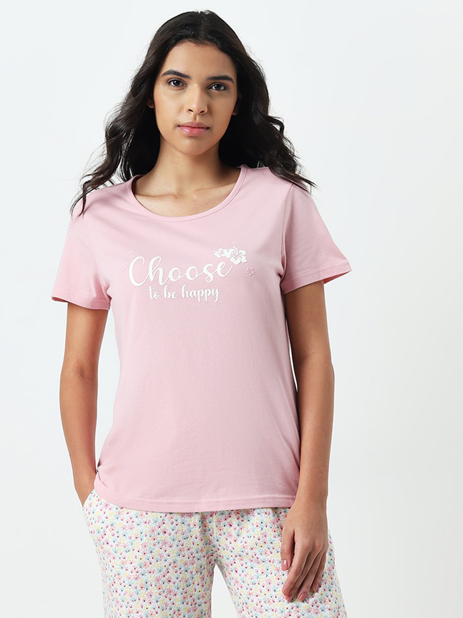 Wunderlove by Westside Pink Slogan Cotton Top