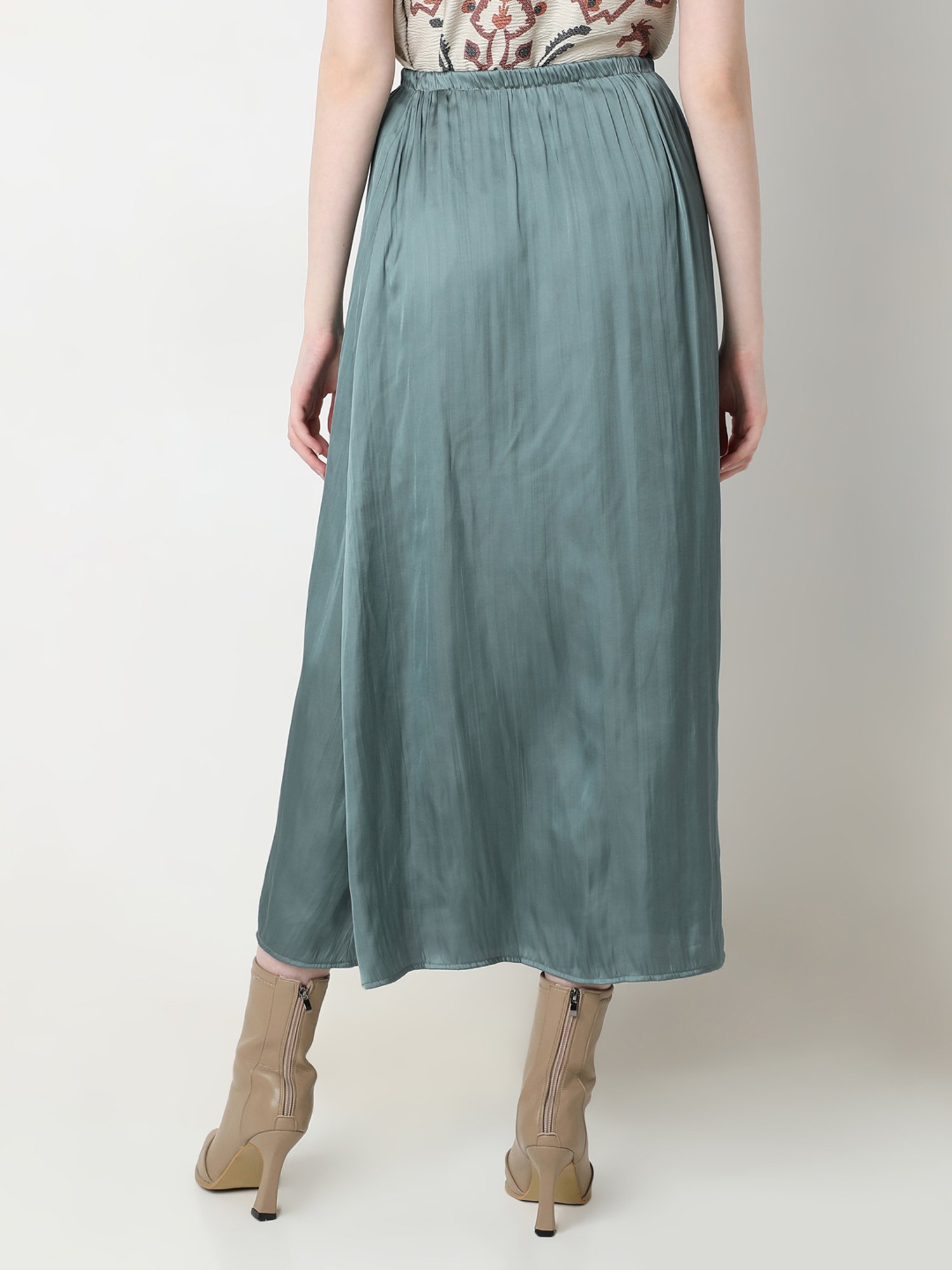 Vero Moda Balsam Green A-Line Midi Skirt