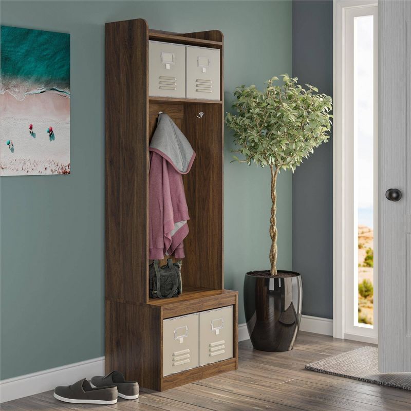 Set of 3 Journey Entryway Hall Tree with Storage Bench Walnut - Novogratz