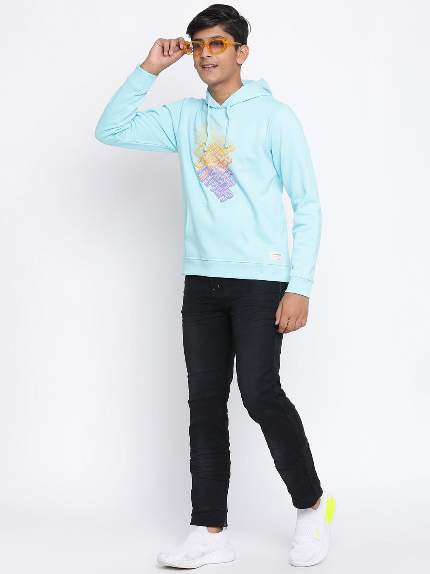 Lil Tomatoes Kids Sky Blue Printed Full Sleeves Sweatshirt