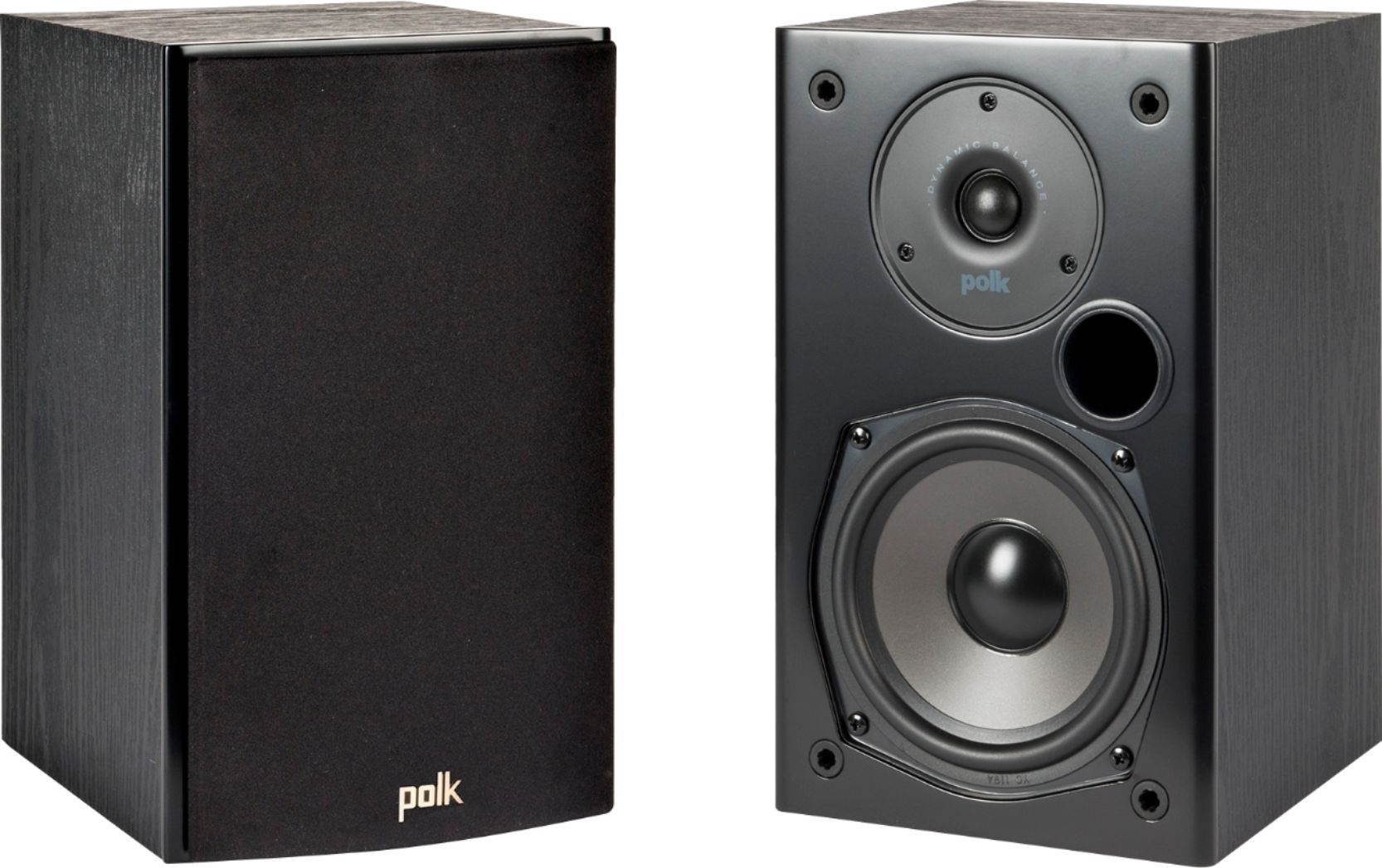 Polk Audio T15 100 Watt Home Theater Bookshelf Speakers (Pair) | Dolby and DTS Surround | Wall-Mountable - Black (T15BLACK)