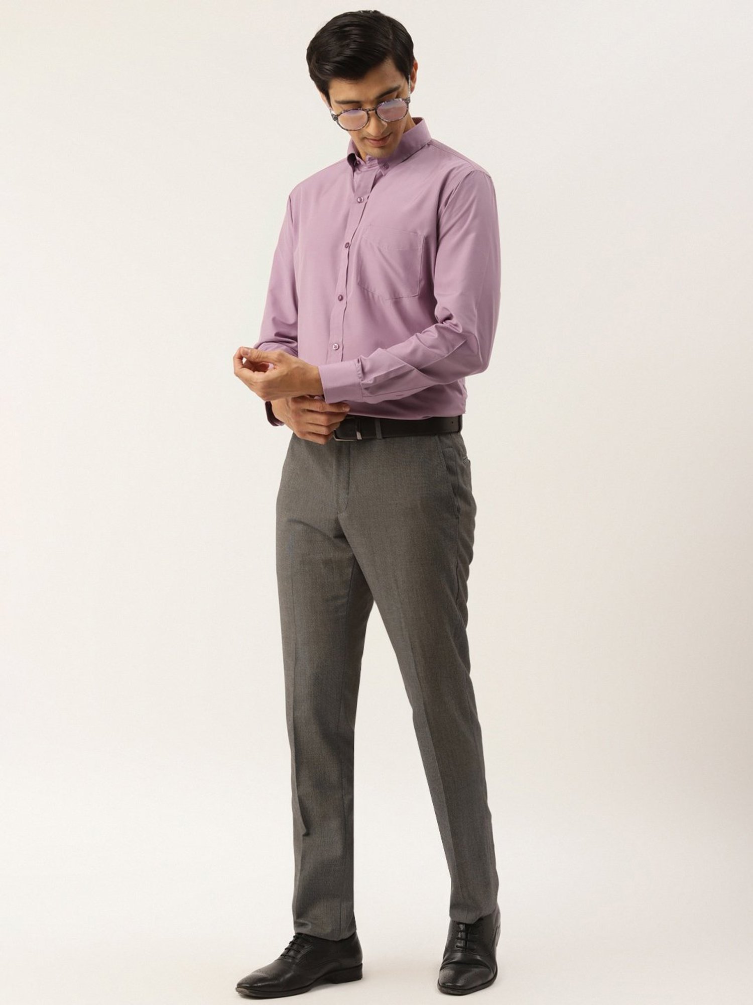 English Navy Mauve Slim Fit Shirt