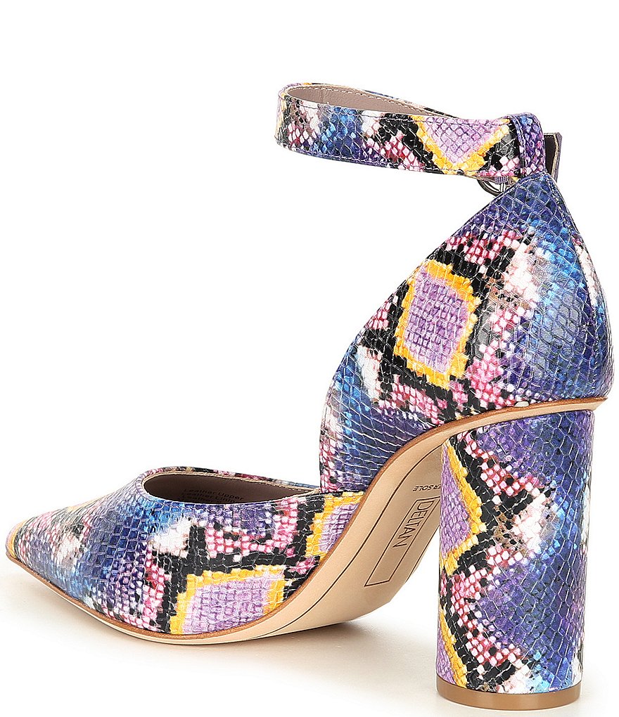 Deltan Jami Snake Print Ankle Strap Pumps