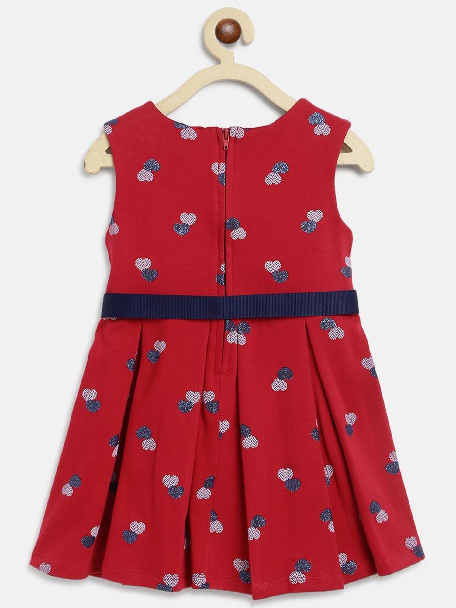 Chicco Kids Red & Blue Cotton Printed Dress