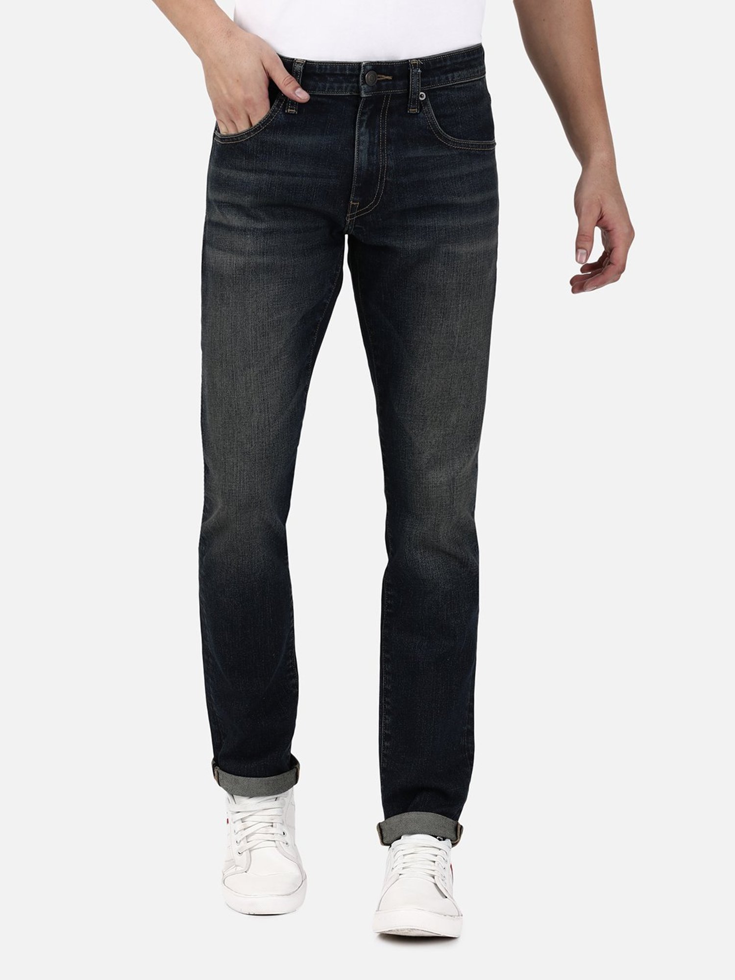 Passion Dark Blue Slim Fit Lightly Washed Jeans