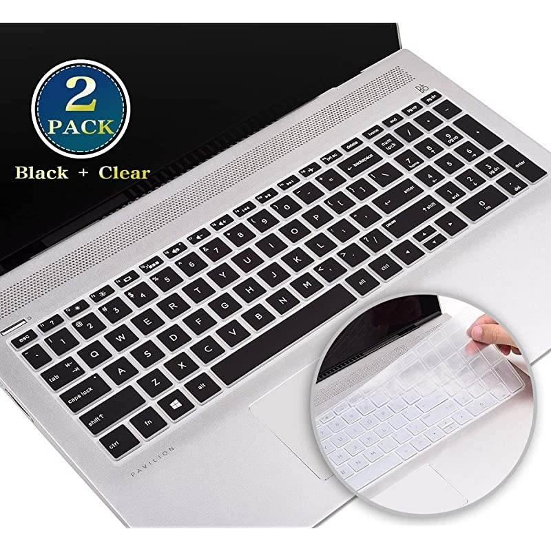 Pack Keyboard Cover Skin for HP Envy x360 156 Laptop 00 019 HP Envy 17tHP Envy 15t Series HP Pavilion x360 156 Inch HP Spectre x360 15ch HP 156 Keyboard CoverBlack+Clear