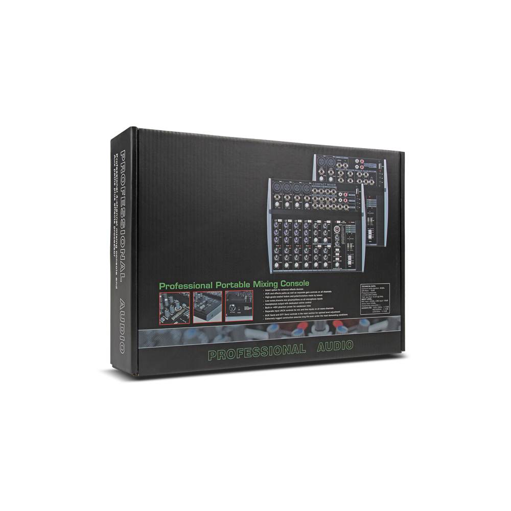 Xtuga MX8 8Channels 3-Band EQ Audio Music Mixer Mixing Console with USB XLR LINE Input 48V Phantom Power for Recording DJ Stage Karaoke